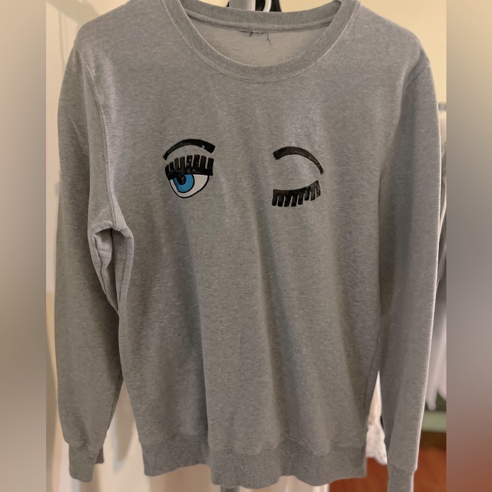 Women's Sweatshirts Big Eyes Embroidery Sequins Casual